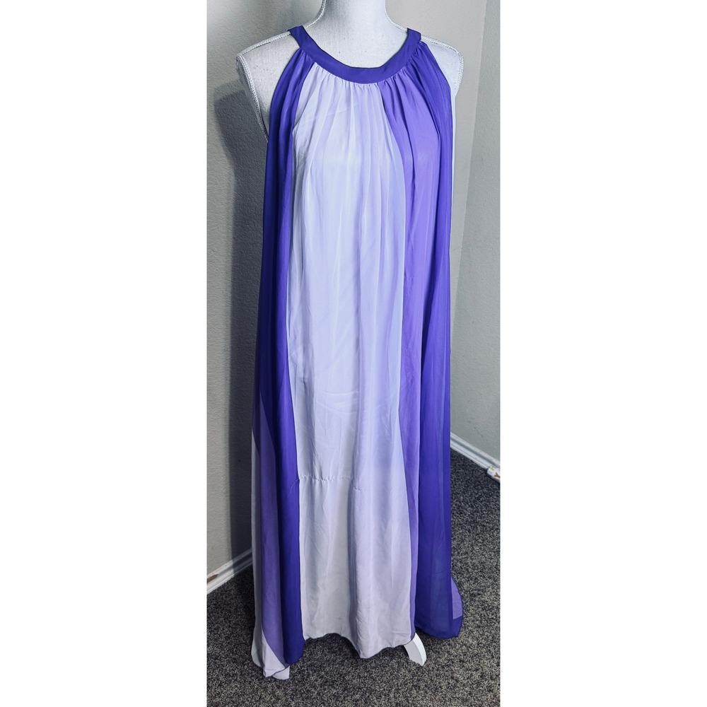 New York Co Purple Halter Maxi Dress Chiffon Grecian Fairycore‎ Chiffon Gown XL